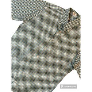Peter Millar Button‎ Dow Shirt Mens Medium Check Plaid Short Sleeve Performance